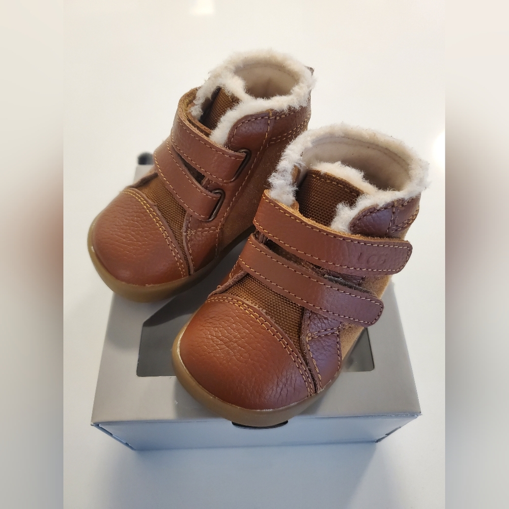 UGG Brown Kids Shoes with Faux Fur Lining